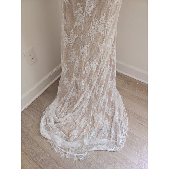 Lulus Wedding Loving Beauty White Lace Puff Sleeve Off The Shoulder Maxi Dress L - Picture 12 of 13